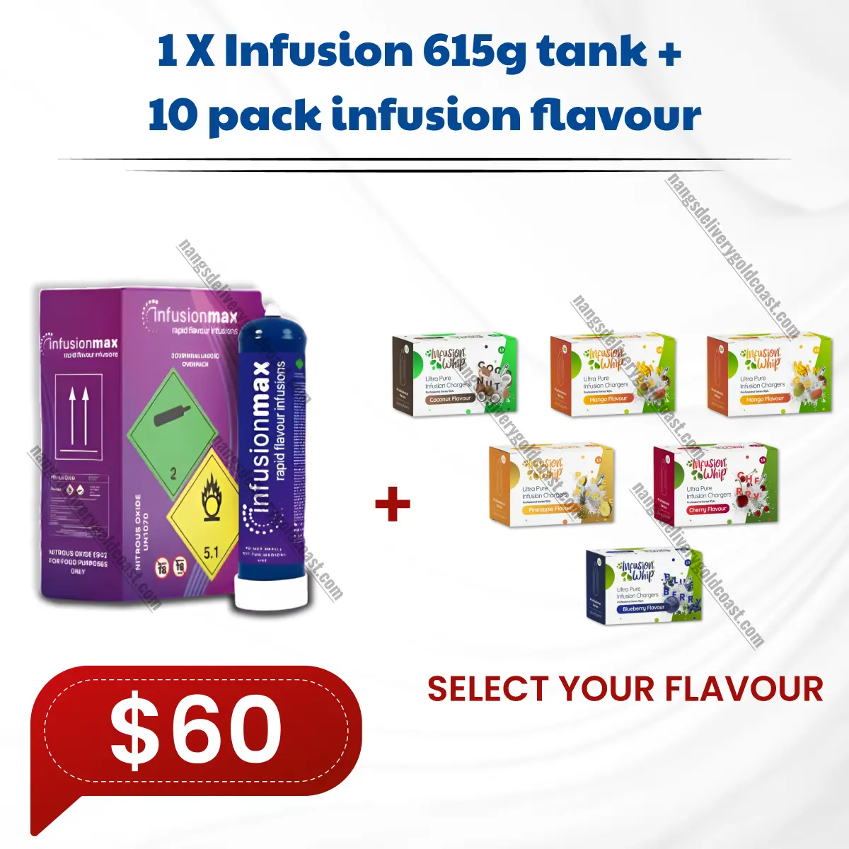1x Infusion 615g tank + 10 pack infusion flavour