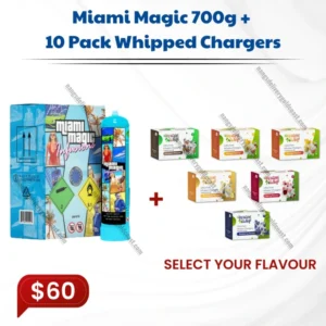 1x Miami Magic 700 Tank + 10 pack flavour whipped cream chargers