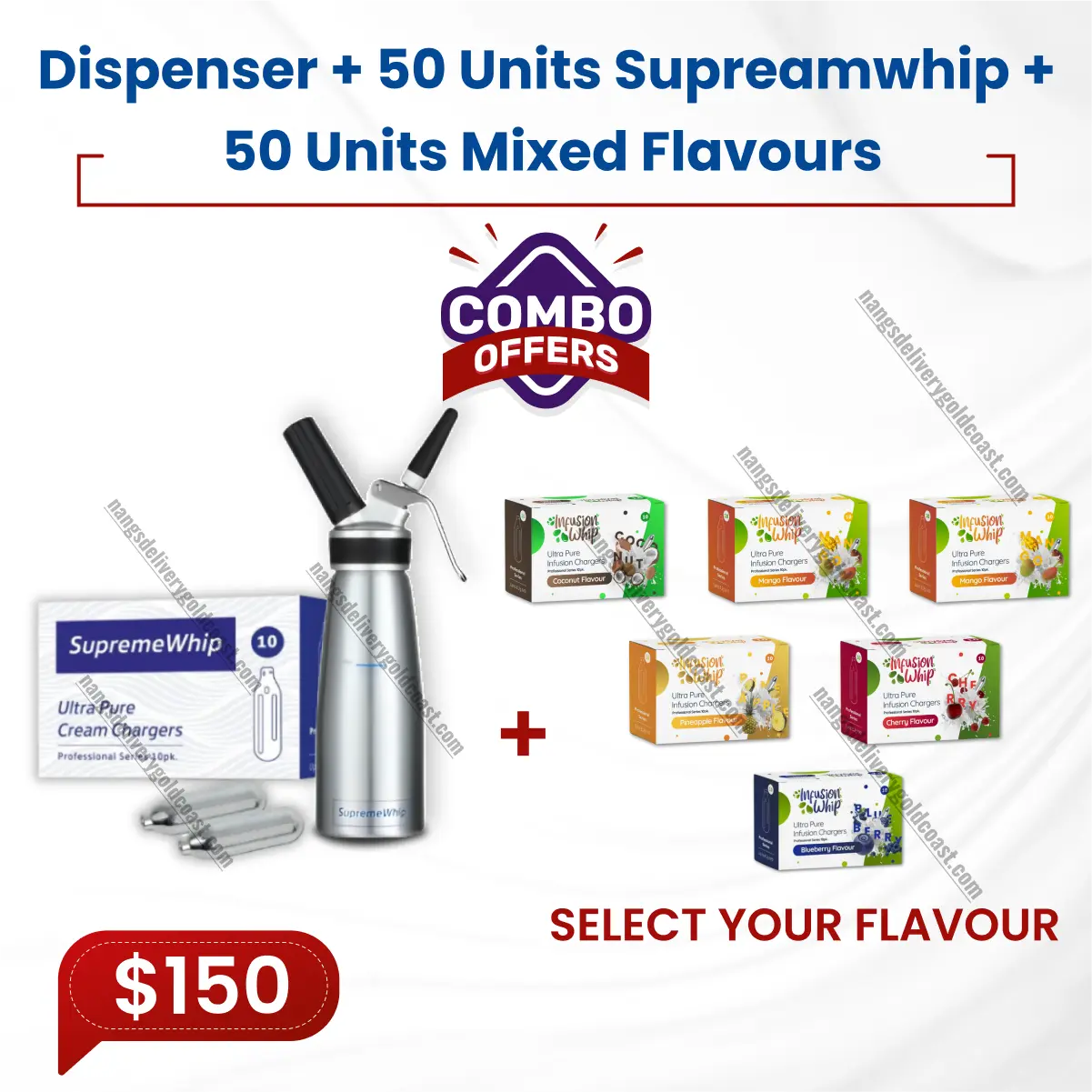 Dispenser + 50 Units Supreamwhip + 50 Units Mixed Flavours