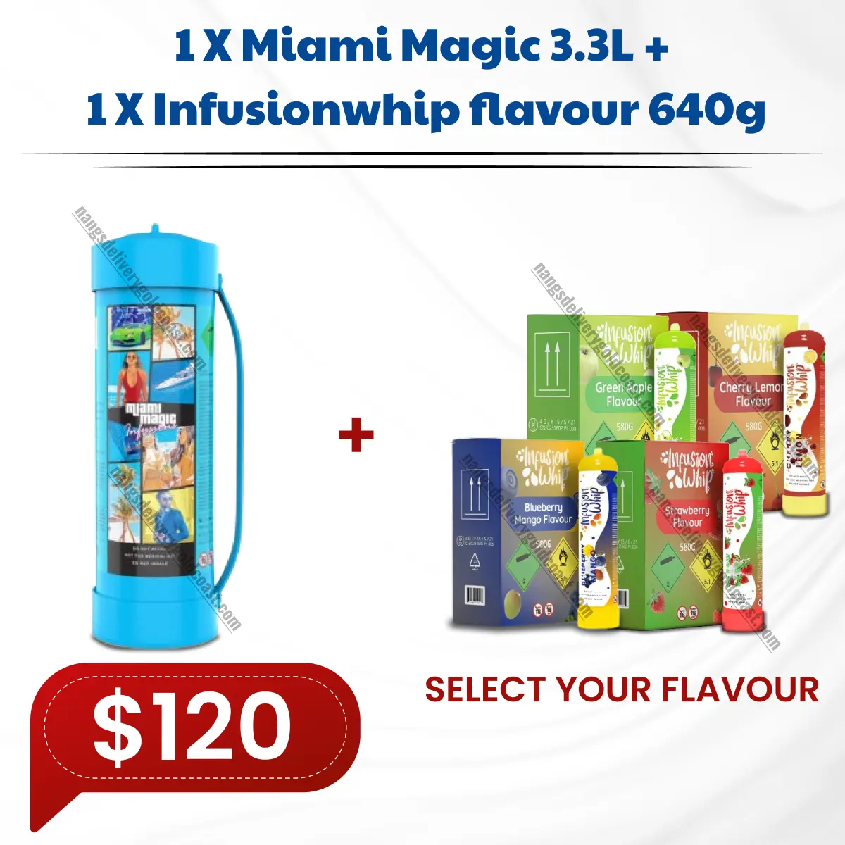 1x Miami Magic 3.3L tank + 1x Infusionwhip flavour 640g tank