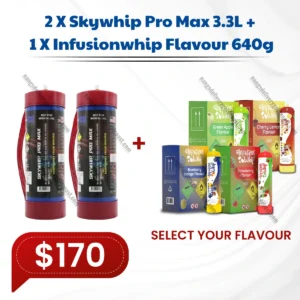 2X Skywhip Pro Max 3.3L N2O Cylinder + 1x Infusionwhip Flavour 640g Tank