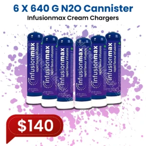 6 x 640G N2O Cannister Infusionmax Cream Charger